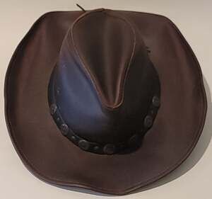 HENSCHEL UNISEX OUTBACK Genuine BUFFALO Leather Hide Cowboy Hat SZ MED